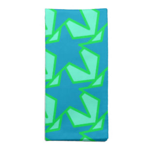 Modern Star Geometric Pattern, Jade Green and Blue Cloth Napkin