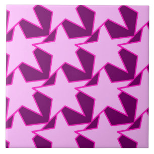Modern Star Geometric - pink and amethyst purple Ceramic Tile