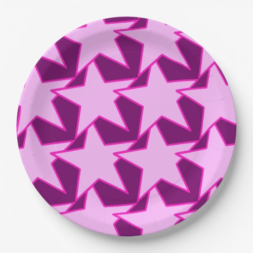 Modern Star Geometric _ pink and amethyst purple Paper Plates