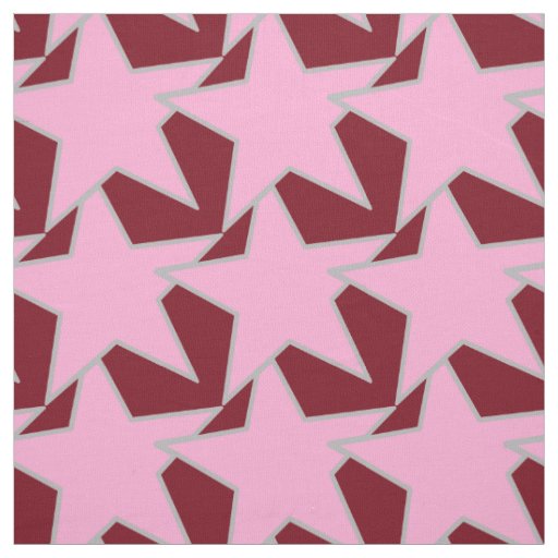 Modern Star Geometric - pink and burgundy Fabric