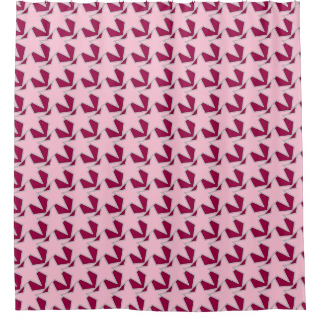 Modern Star Geometric - pink and burgundy Shower Curtain (Front)