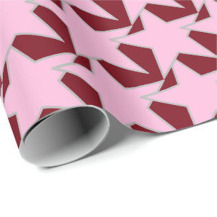 Modern Star Geometric - pink and burgundy Wrapping Paper
