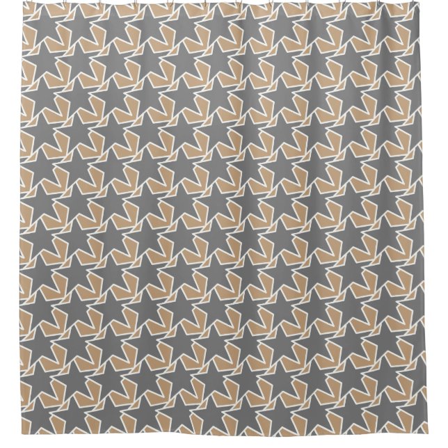 Modern Star Geometric - taupe and grey / gray Shower Curtain (Front)