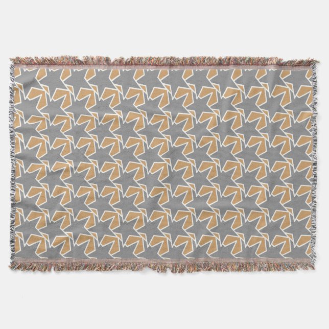 Modern Star Geometric - taupe and grey / gray Throw Blanket (Front)