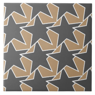 Modern Star Geometric - taupe and grey / gray Tile