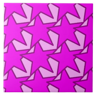 Modern Star Geometric - violet and pink Tile