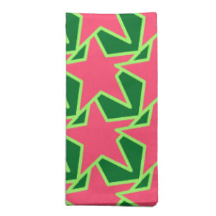 Modern Star Geometric, Watermelon Pink and Green Cloth Napkin