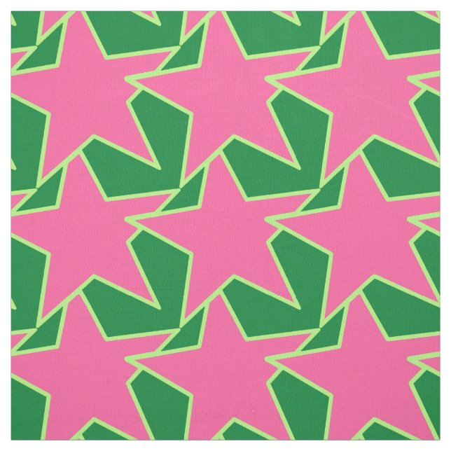 Modern Star Geometric - watermelon pink and green Fabric (Swatch)