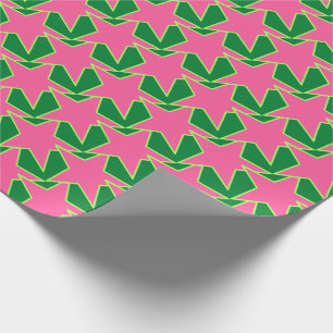 Modern Star Geometric - watermelon pink and green Wrapping Paper