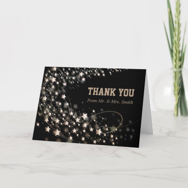 Modern Star Glitter Confetti Sparkles Thank You Card (Front)