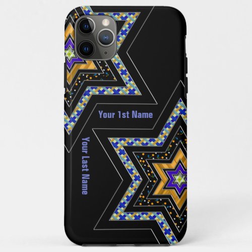 Modern Star of David on Black _ Personalized iPhone 11 Pro Max Case