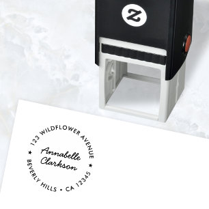 Modern Star Script Round Return Address Self-inking Stamp