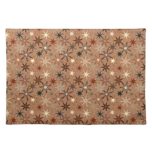 Modern Starburst Print, Coffee Brown and Beige Cloth Placemat