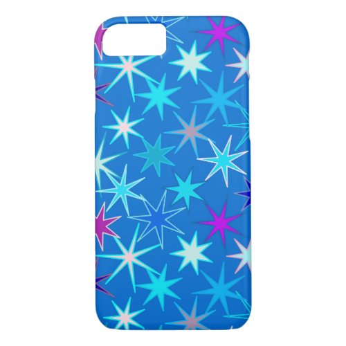 Modern Starburst Print Deep Cerulean Blue iPhone 87 Case