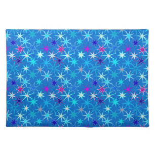 Modern Starburst Print, Deep Cerulean Blue Cloth Placemat
