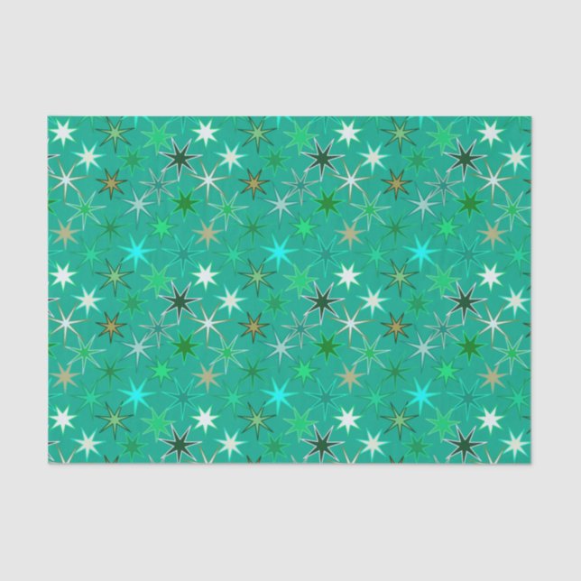 Modern Starburst Print, Turquoise and Aqua Tissue Paper (Front)