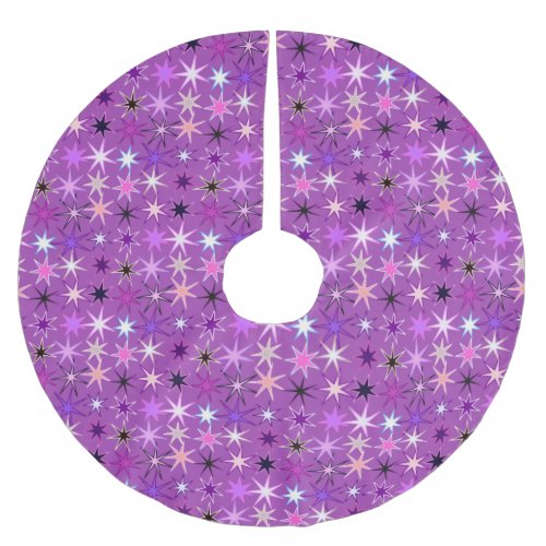 Modern Starburst Print Violet Purple and Orchid Brushed Polyester Tree Skirt