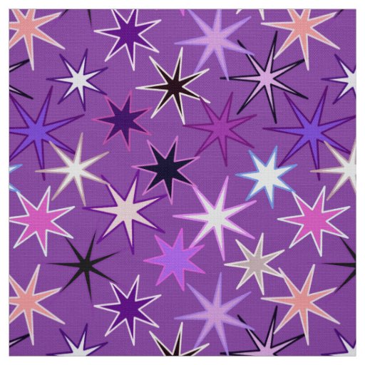 Modern Starburst Print, Violet Purple and Orchid Fabric