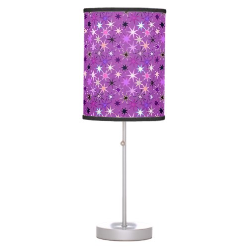 Modern Starburst Print Violet Purple and Orchid Table Lamp