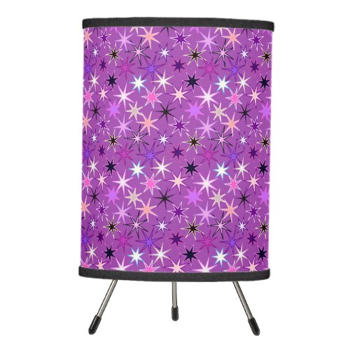 Modern Starburst Print Violet Purple and Orchid Tripod Lamp