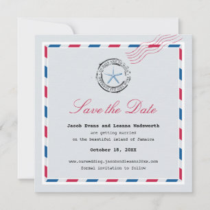 Modern Starfish Airmail Save the Date Invitation
