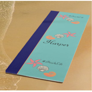 Modern Starfish and Seashells Ocean Beach Yoga Mat
