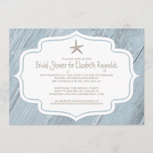 Modern Starfish Beach Bridal Shower Invitations