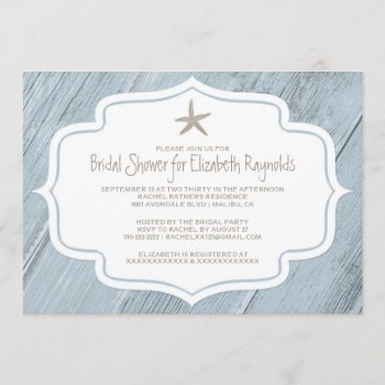Modern Starfish Beach Bridal Shower Invitations by topinvitations at Zazzle
