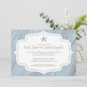 Modern Starfish Beach Bridal Shower Invitations (Standing Front)