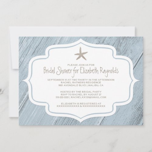 Modern Starfish Beach Bridal Shower Invitations