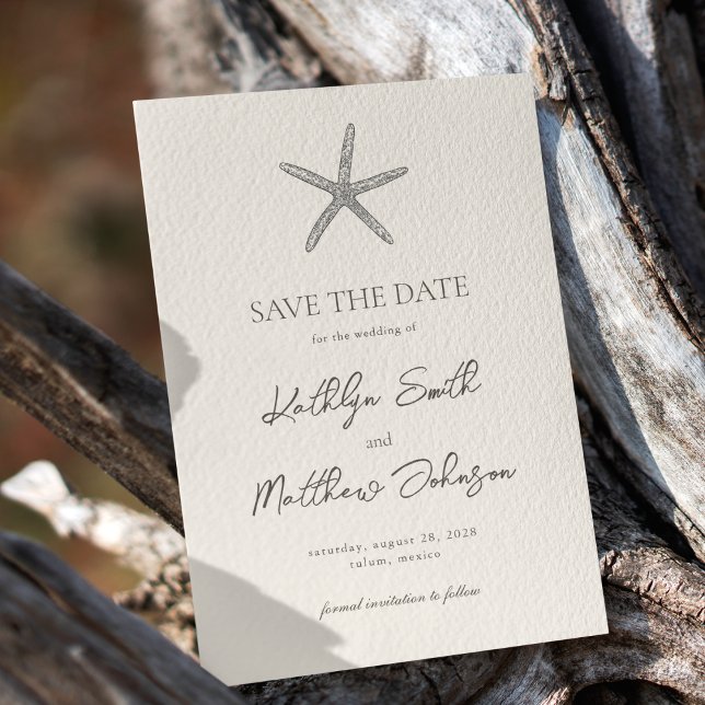 Modern Starfish Beach Ocean Destination Wedding Save The Date (Creator Uploaded)