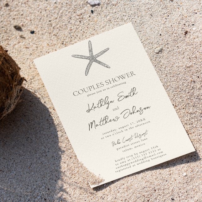 Modern Starfish Beach Ocean Wedding Couples Shower Invitation (Creator Uploaded)