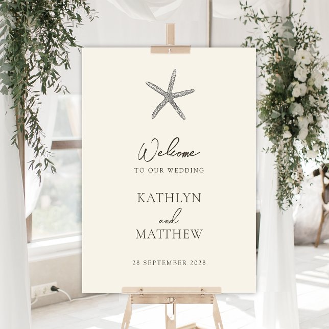 Modern Starfish Beach Ocean Wedding Welcome Sign (Creator Uploaded)