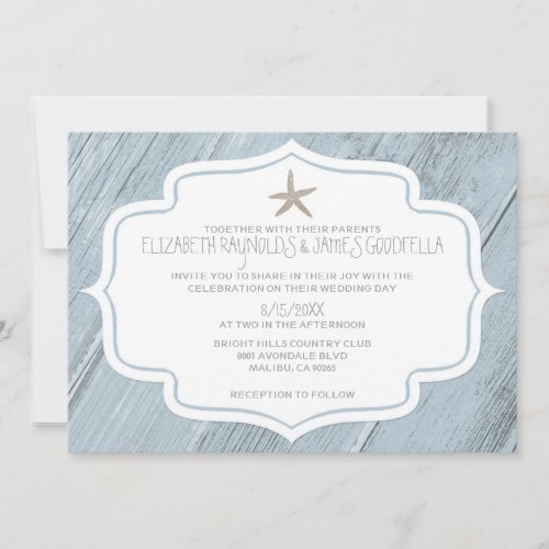 Modern Starfish Beach Wedding Invitations