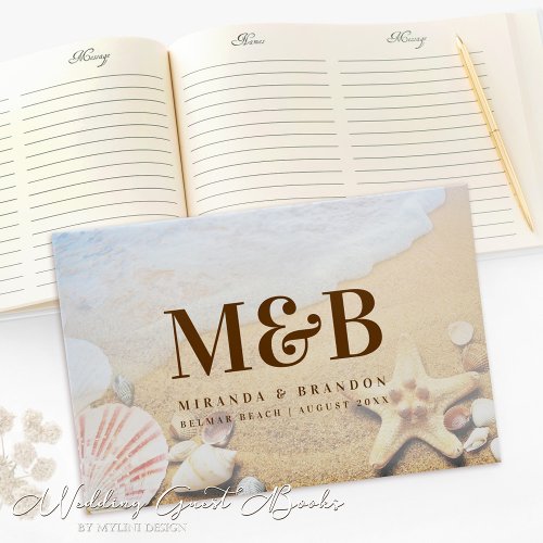 Modern Starfish Tropical Beach Wedding Guest Book