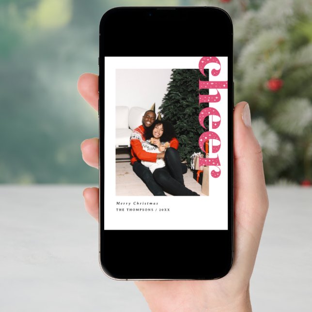 Modern Starry Cheer Christmas Photo Holiday Card (Front Digital)