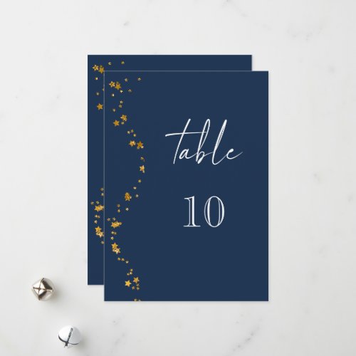 Modern Starry Night 5x7 Blue Wedding Table Number