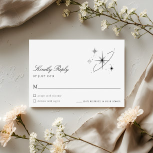 Modern Starry Night Celestial Wedding RSVP Card