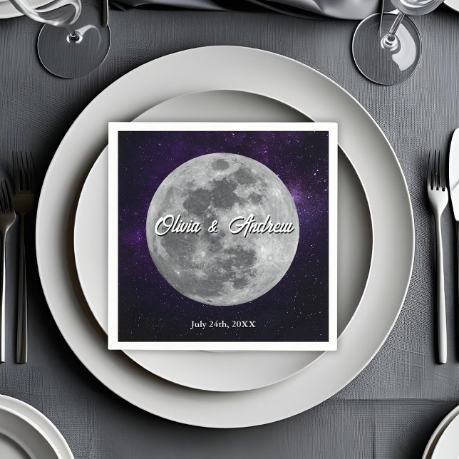 Modern Starry Night Full Monn Wedding  Napkins (Creator Uploaded)