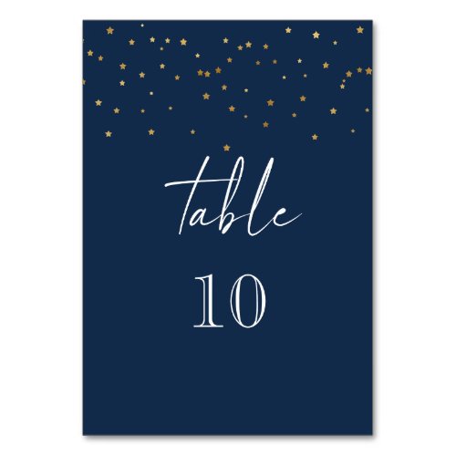 Modern Starry Night Navy Blue Wedding Table Number