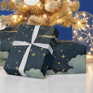 Modern Starry Night Seamless Pattern Wrapping Paper