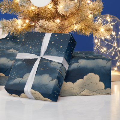 Modern Starry Night Seamless Pattern Wrapping Paper