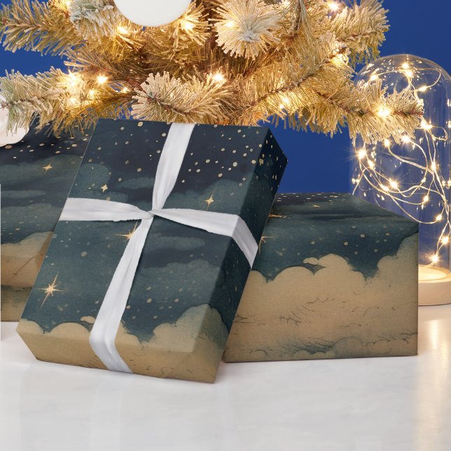 Modern Starry Night Seamless Pattern Wrapping Paper (Holidays)