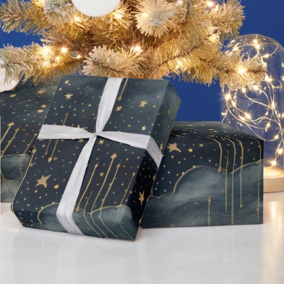 Modern Starry Night Seamless Pattern Wrapping Paper