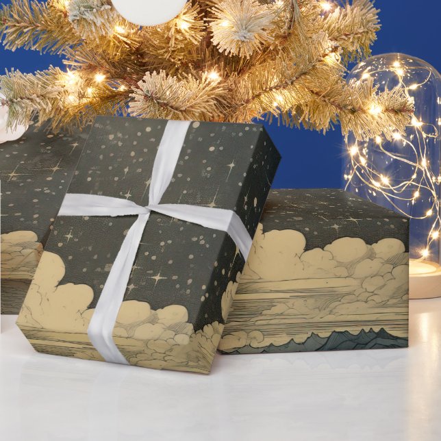 Modern Starry Night Seamless Pattern Wrapping Paper (Holidays)