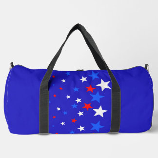 Modern Starry Pattern in Blue, Red and White Duffle Bag