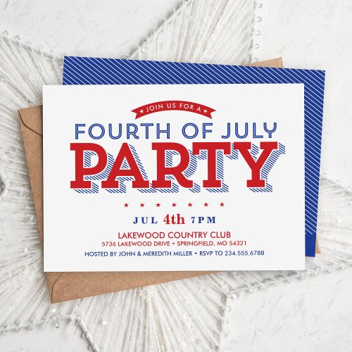 Modern Stars and Stripes 4th of July Party Invitation