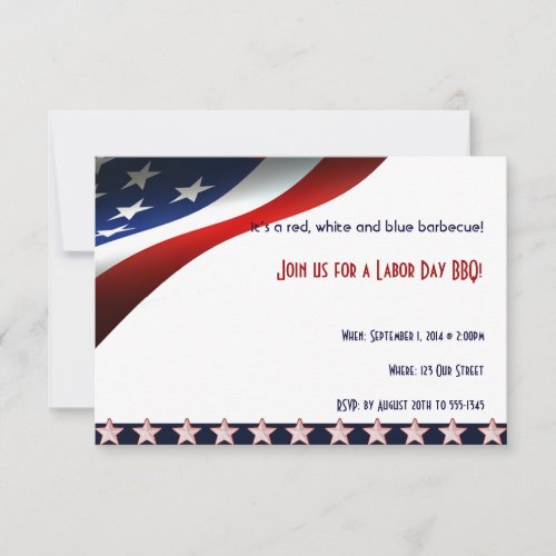 Modern Stars and Stripes Forever Flag Labor Day Personalized Invitations