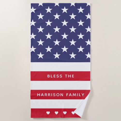 Modern Stars and Stripes Personalized Beach Towel