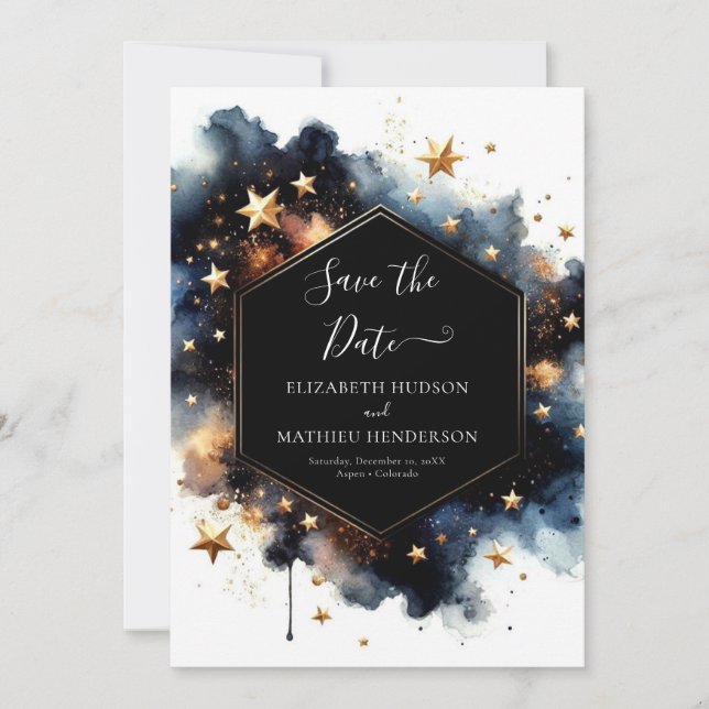 Modern Stars Celestial Wedding Save The Date (Front)